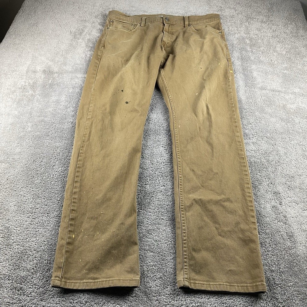 Levis Slim Straight Jeans Mens 36x31 Beige Mid Rise‎